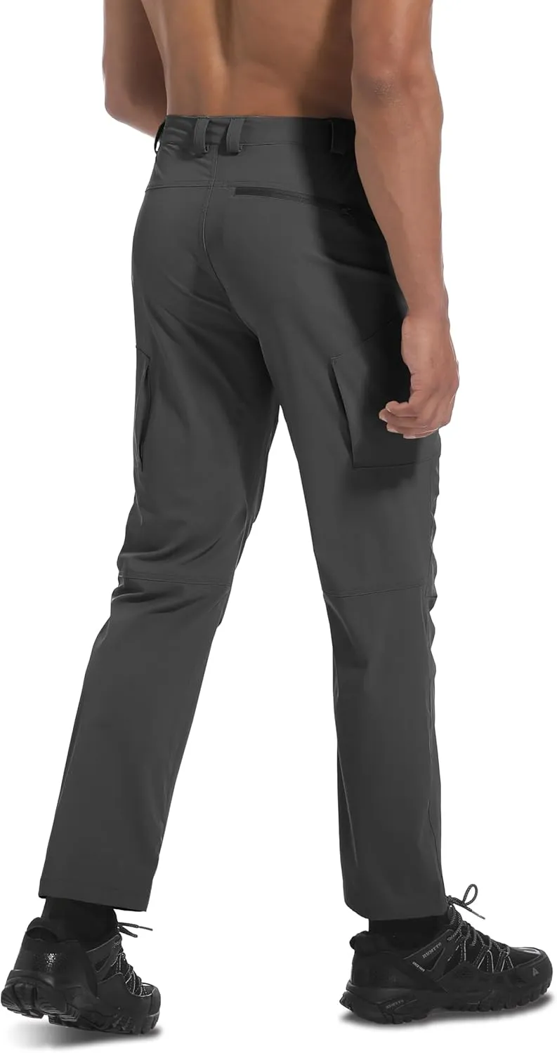 Men's Lightweight Hiking Pants Quick Dry Waterproof Stretch Travel Fishing Camping Work Cargo Pants Zipper Pockets