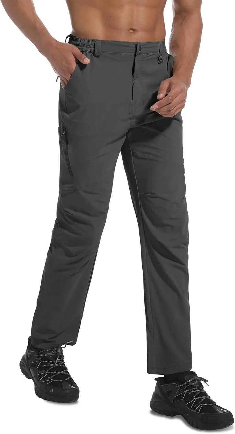 Men's Lightweight Hiking Pants Quick Dry Waterproof Stretch Travel Fishing Camping Work Cargo Pants Zipper Pockets