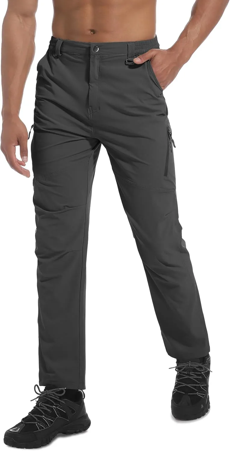 Men's Lightweight Hiking Pants Quick Dry Waterproof Stretch Travel Fishing Camping Work Cargo Pants Zipper Pockets