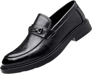 Mens Luxury PU Leather Business Dress Shoes Slip On Casual Wear Resistant Social Lightweight Bean Shoes