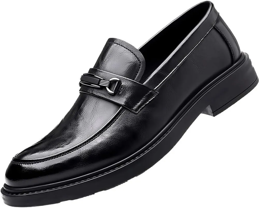 Mens Luxury PU Leather Business Dress Shoes Slip On Casual Wear Resistant Social Lightweight Bean Shoes
