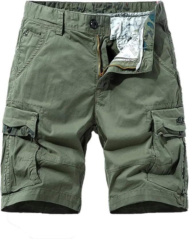 Men's Multi Pockets Military Cargo Shorts Summer Regular Fit Cotton Work Shorts