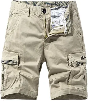 Men's Multi Pockets Military Cargo Shorts Summer Regular Fit Cotton Work Shorts