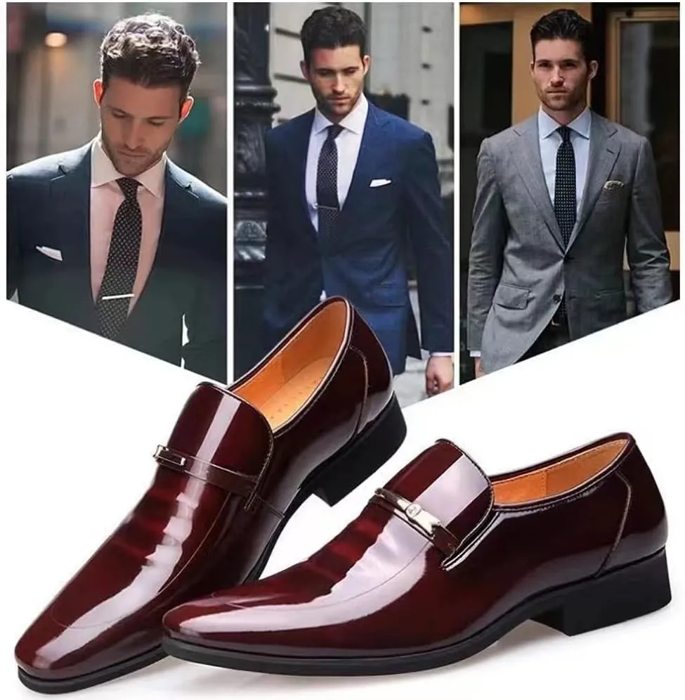 Men's Oxfords Formal Classic Shoes Anti-Slip Breathable Business Wedding Office Dress Shoes Black
