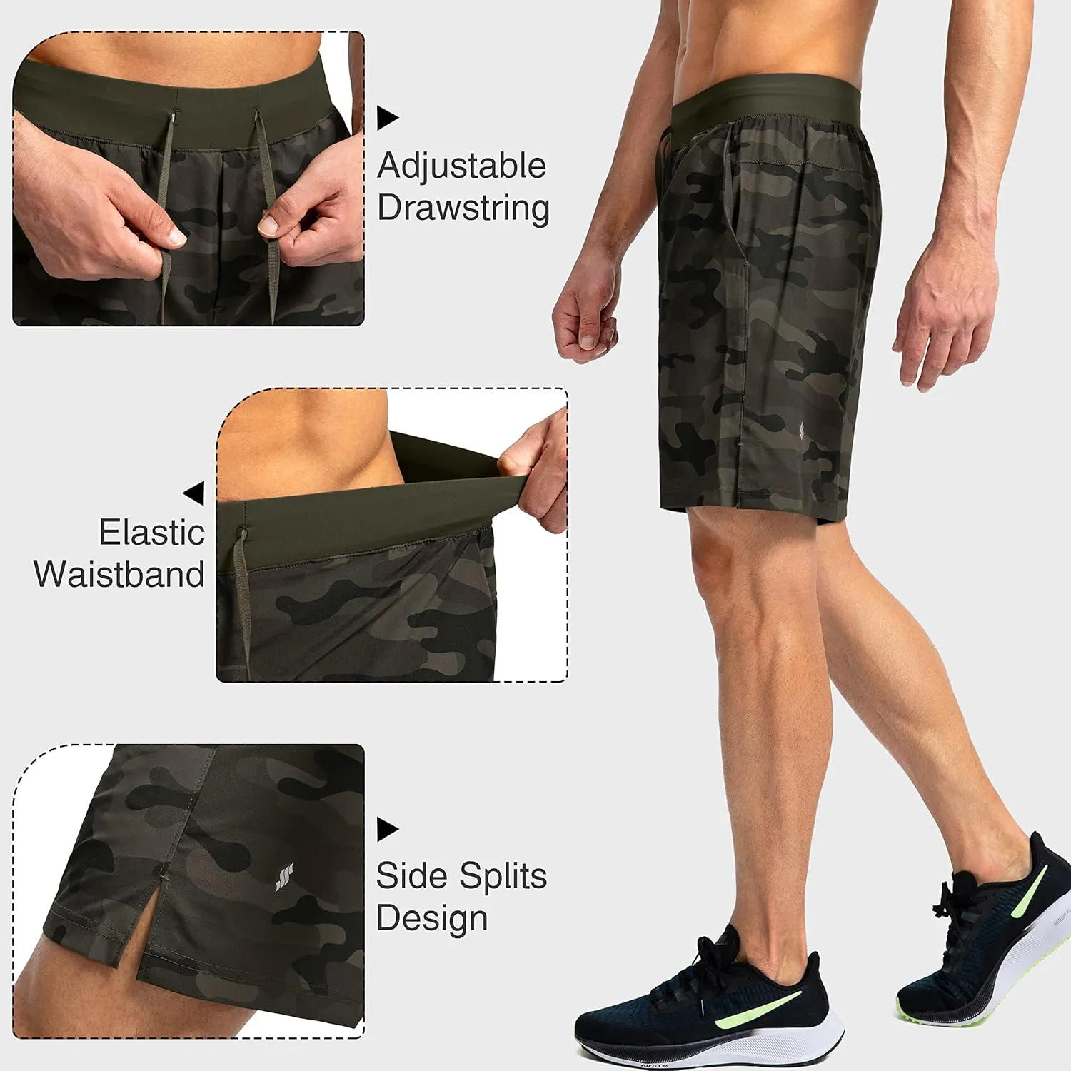Men's Running Shorts with Zipper Pockets 7"/ 5"/ 9" Lightweight Quick Dry Basketball Gym Workout Athletic Shorts for Men
