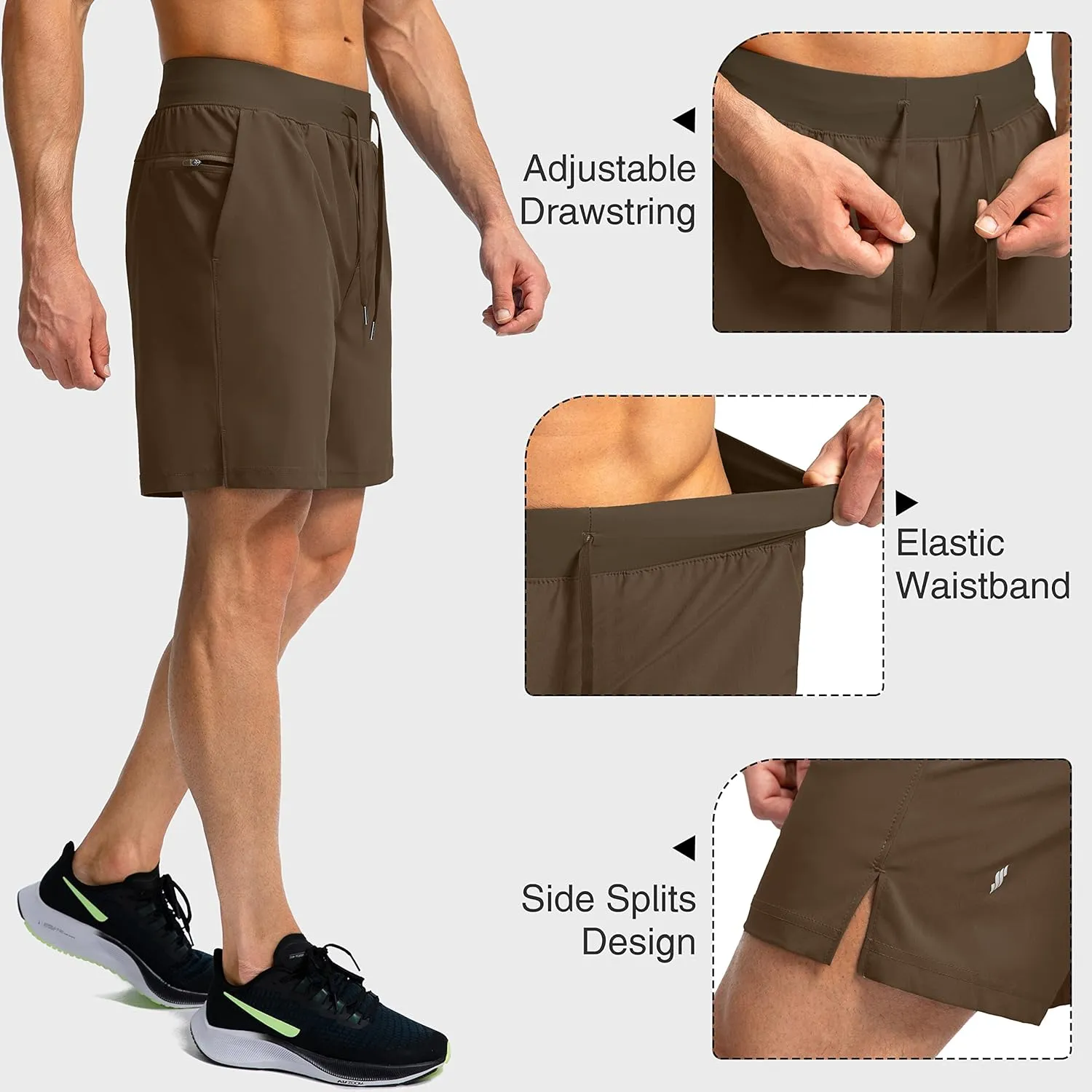 Men's Running Shorts with Zipper Pockets 7"/ 5" / 9" Lightweight Quick Dry Basketball Gym Workout Athletic Shorts for Men