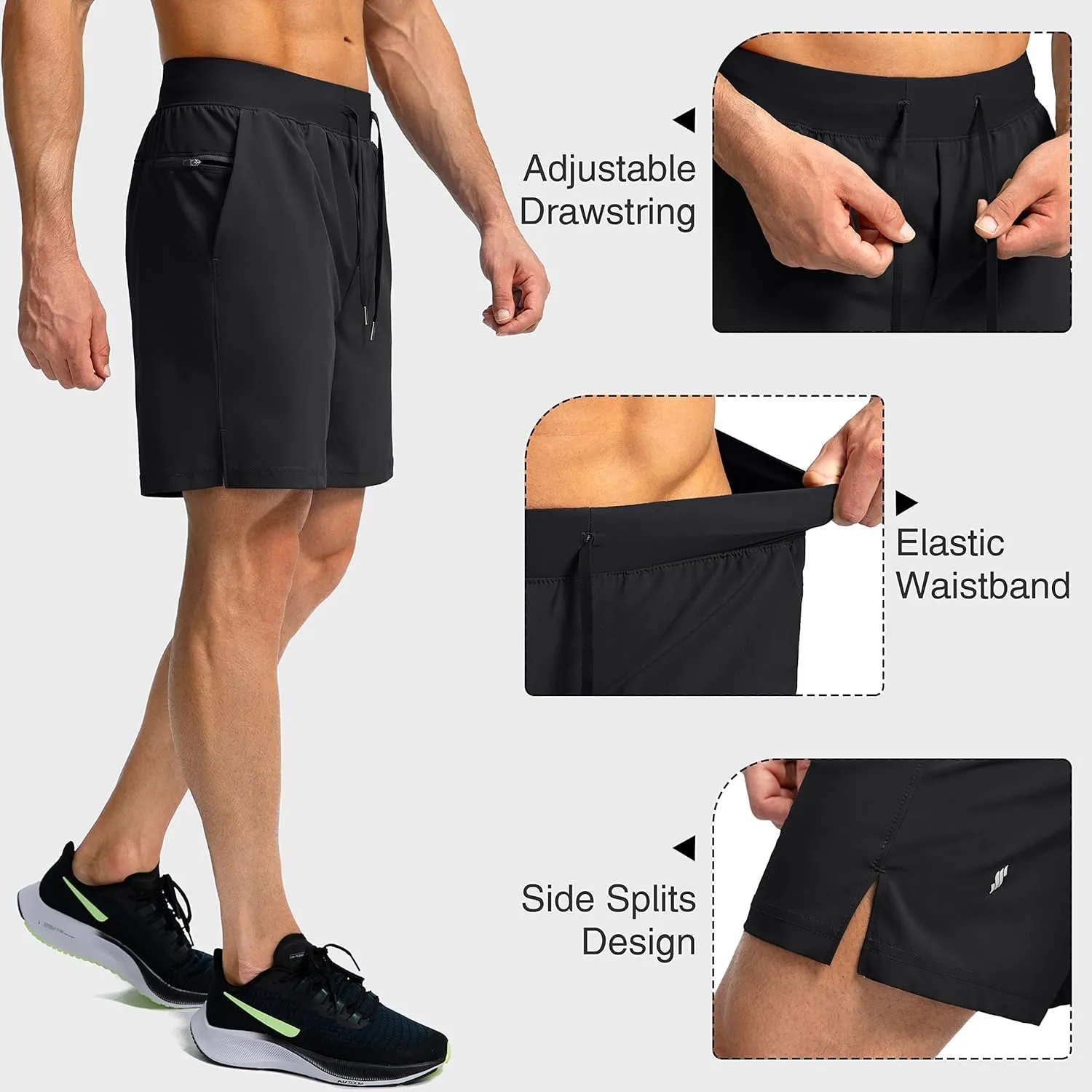 Men's Running Shorts with Zipper Pockets 7"/ 5"/ 9" Lightweight Quick Dry Basketball Gym Workout Athletic Shorts for Men