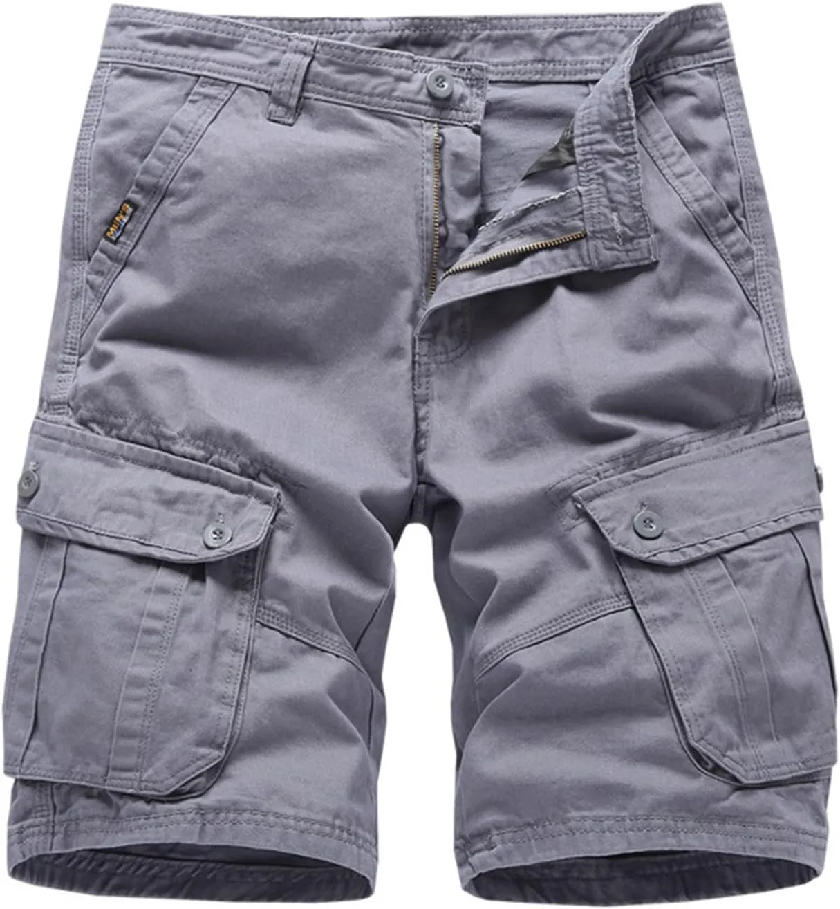 Mens Shorts 5 Inch Inseam Big and Tall Cotton Buckle Zipper Multi Pocket Cargo Shorts Fashion Outddor Work Shorts