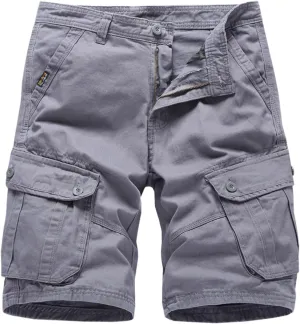 Mens Shorts 5 Inch Inseam Big and Tall Cotton Buckle Zipper Multi Pocket Cargo Shorts Fashion Outddor Work Shorts