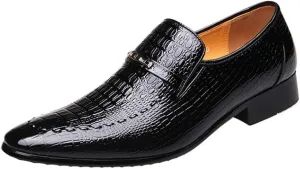 Men's Slip-On Comfortable Dress Shoes PU Leather Shoes Luxury Crocodile Pattern Men Business Dress Shoes Casual Social Shoe Male Wedding Footwear
