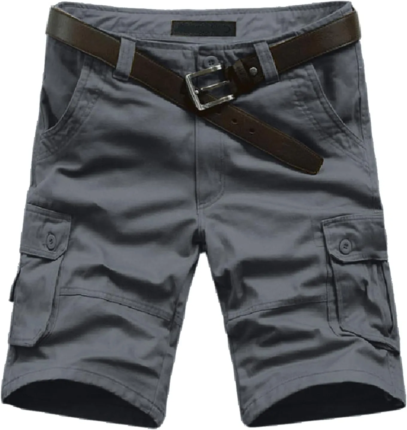 Men'S Straight Cargo Shorts with Multi Pockets and Zipper Outdoor Summer Solid Regular Fit Casual Shorts