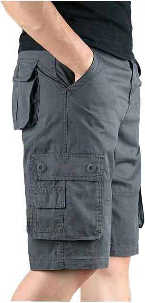 Men'S Straight Cargo Shorts with Multi Pockets and Zipper Outdoor Summer Solid Regular Fit Casual Shorts