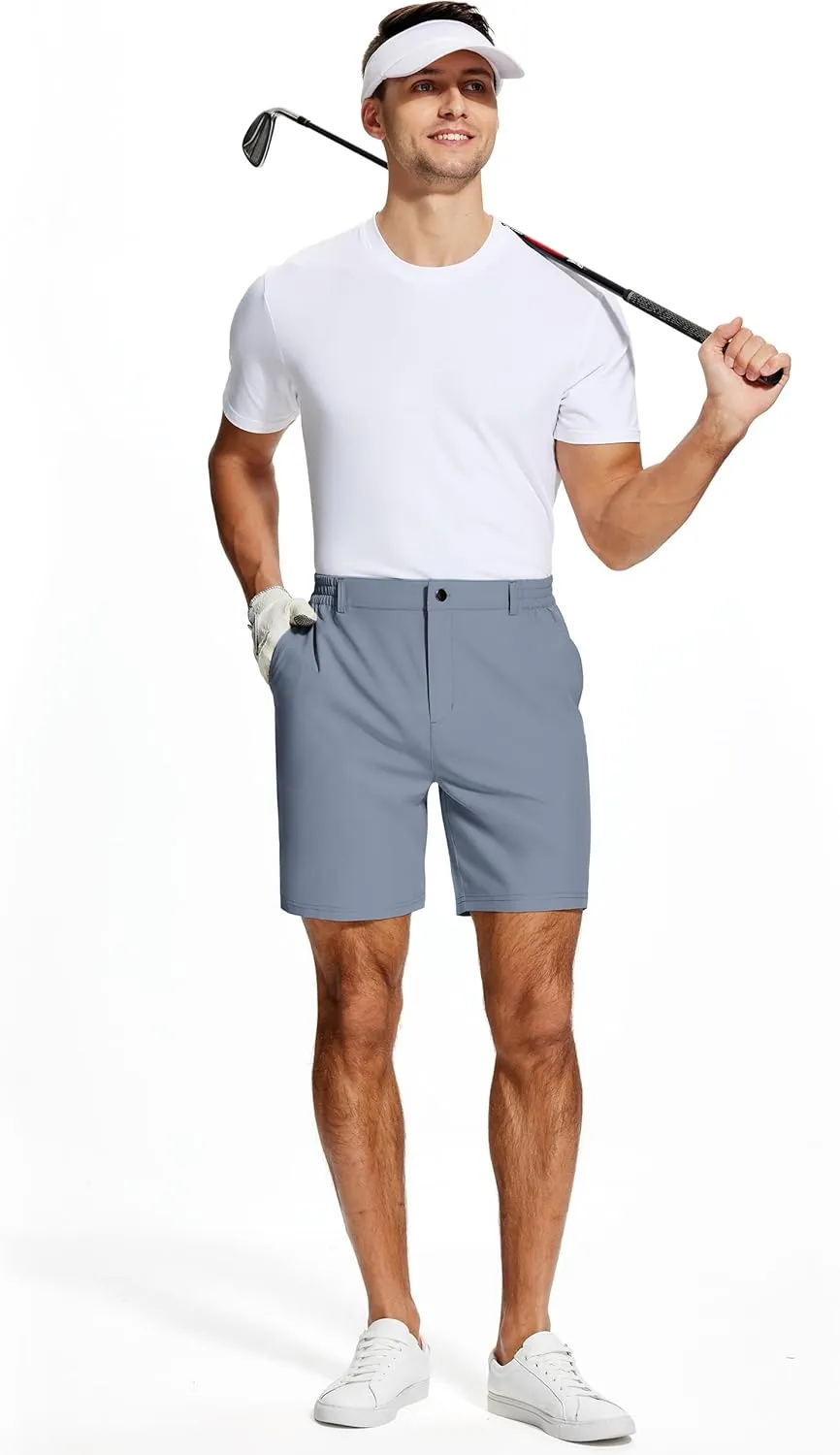 Mens Stretch Golf Shorts 7 Inch Inseam Quick Dry Lightweight Dress Shorts for Men with Zipper Pockets Hiking