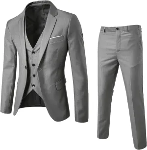 Men’s Suits Classic Fit Mens 3 Piece Suit Single Breasted Jacket, Vest and Pant Sets for Wedding Prom Party Suit