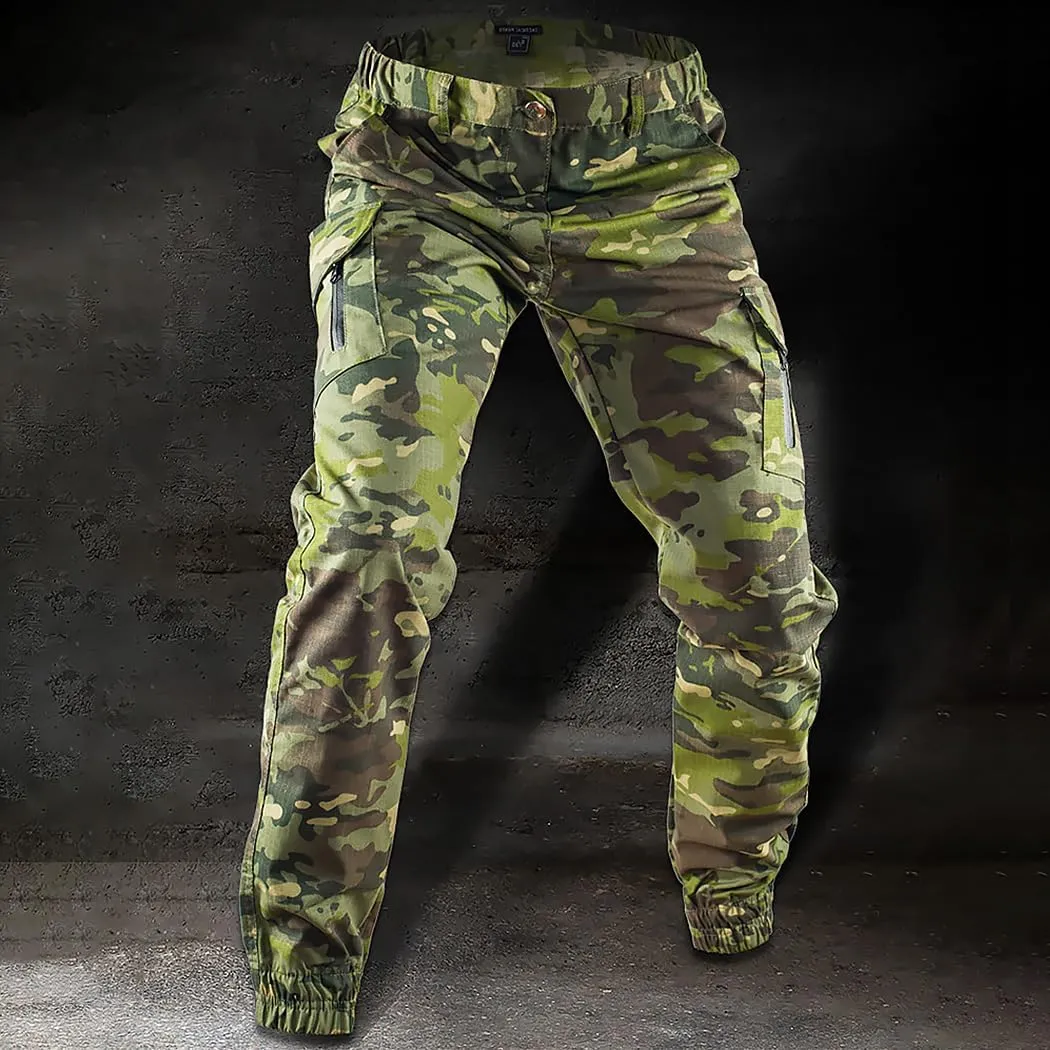 Men's Tactical Cargo Pants, Camouflage Outdoor Working Clothing with Pockets