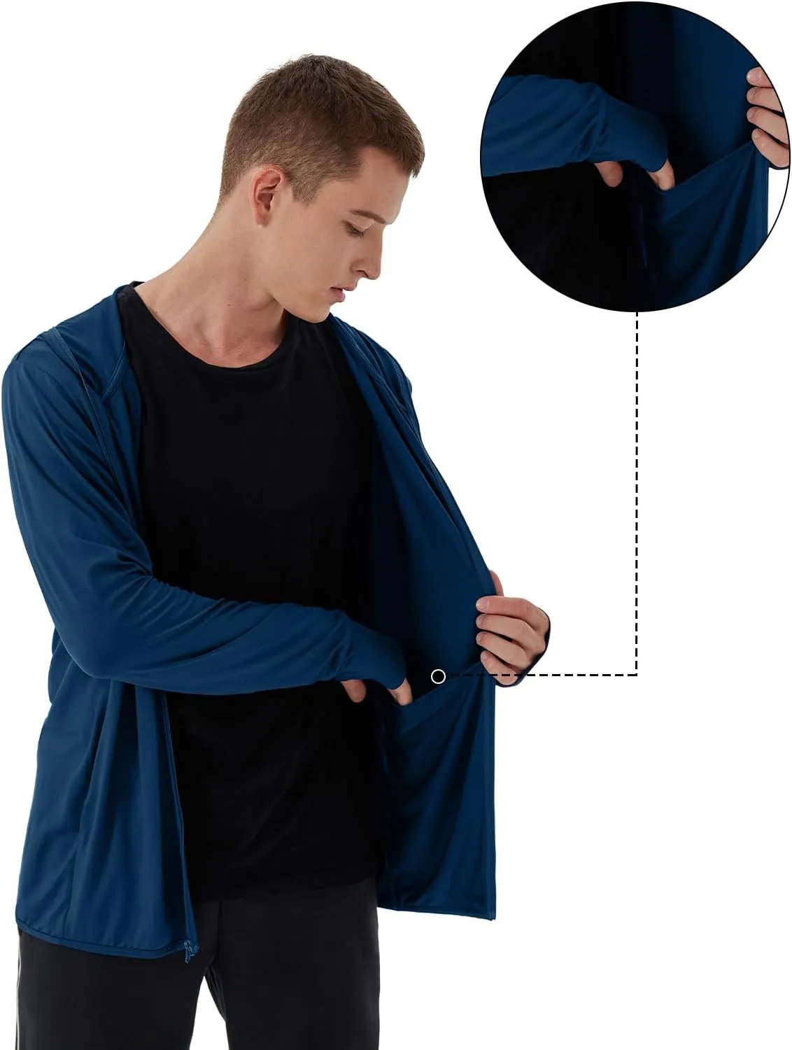 Mens UPF 50  UV Full Zip Sun Protection Hoodie Jacket With Thumb holes Cooling Lightweight Fishing Hiking Cooling Shirts men