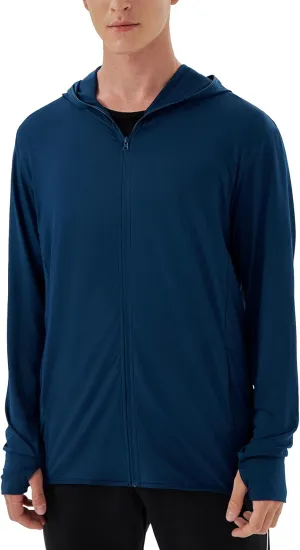 Mens UPF 50  UV Full Zip Sun Protection Hoodie Jacket With Thumb holes Cooling Lightweight Fishing Hiking Cooling Shirts men