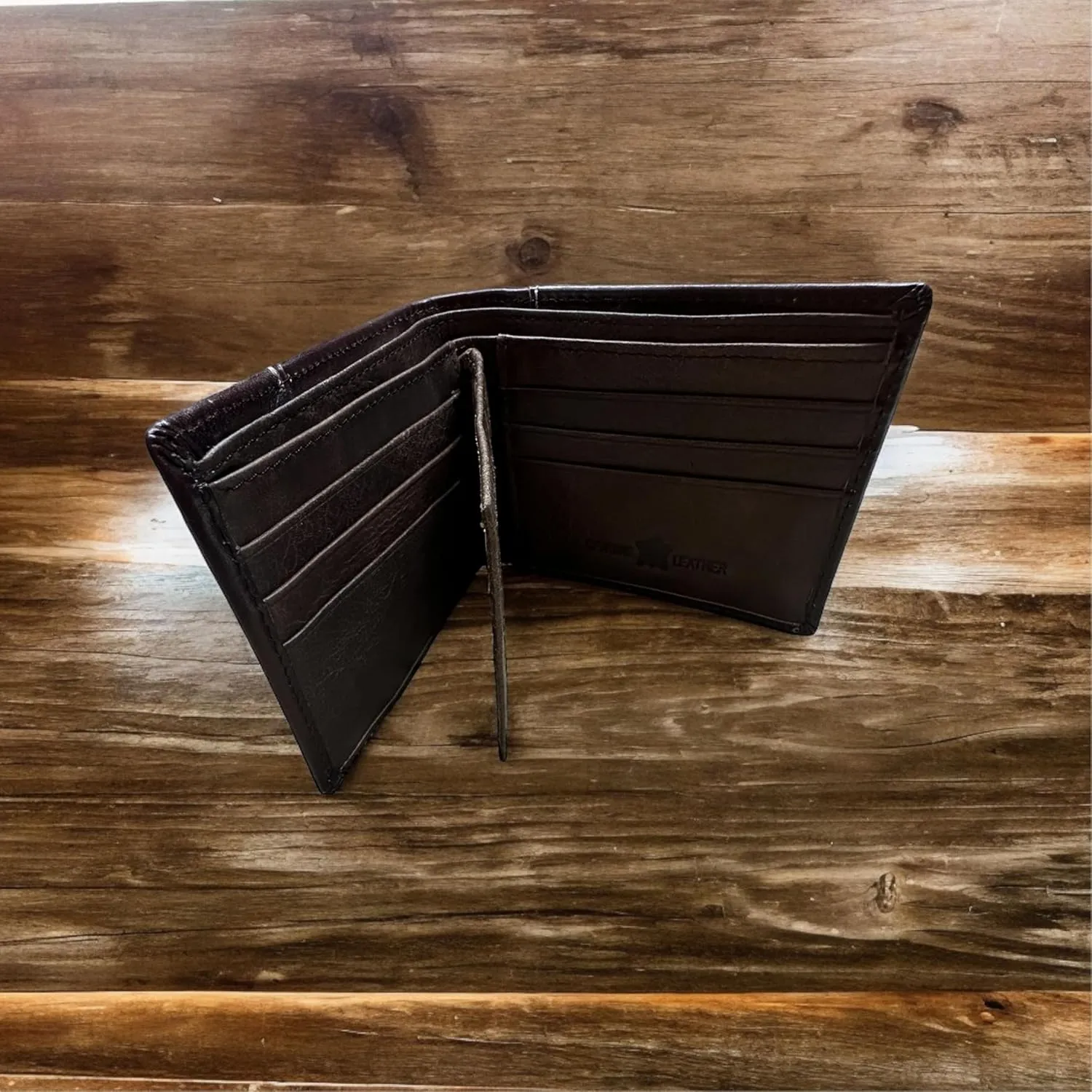 Mens Wallet Floral Longhorn Embossed Cowboy Western Leather Wallet High End Cut Out Layered Leather Style Mens Wallets Leather Bull Rider Rodeo Gifts For Men (Coffee & Coffee)
