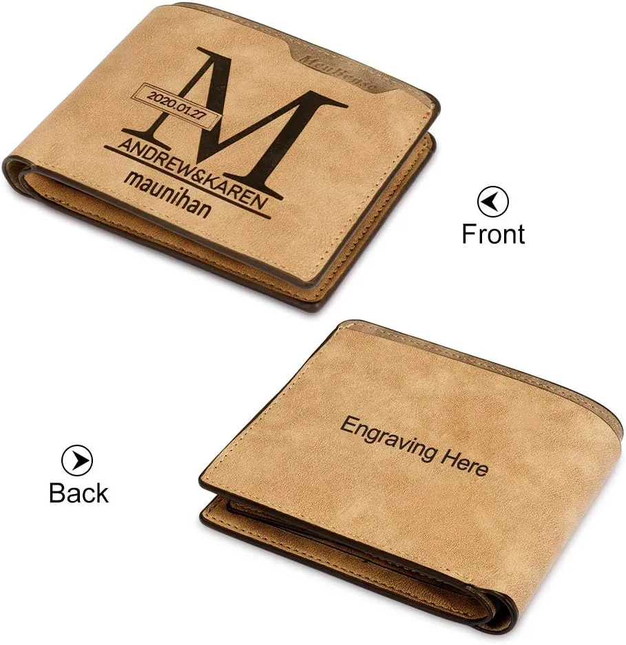 Mens Wallet Personalized Engraved Custom Photo Wallet Bifold Wallet Gift for Men