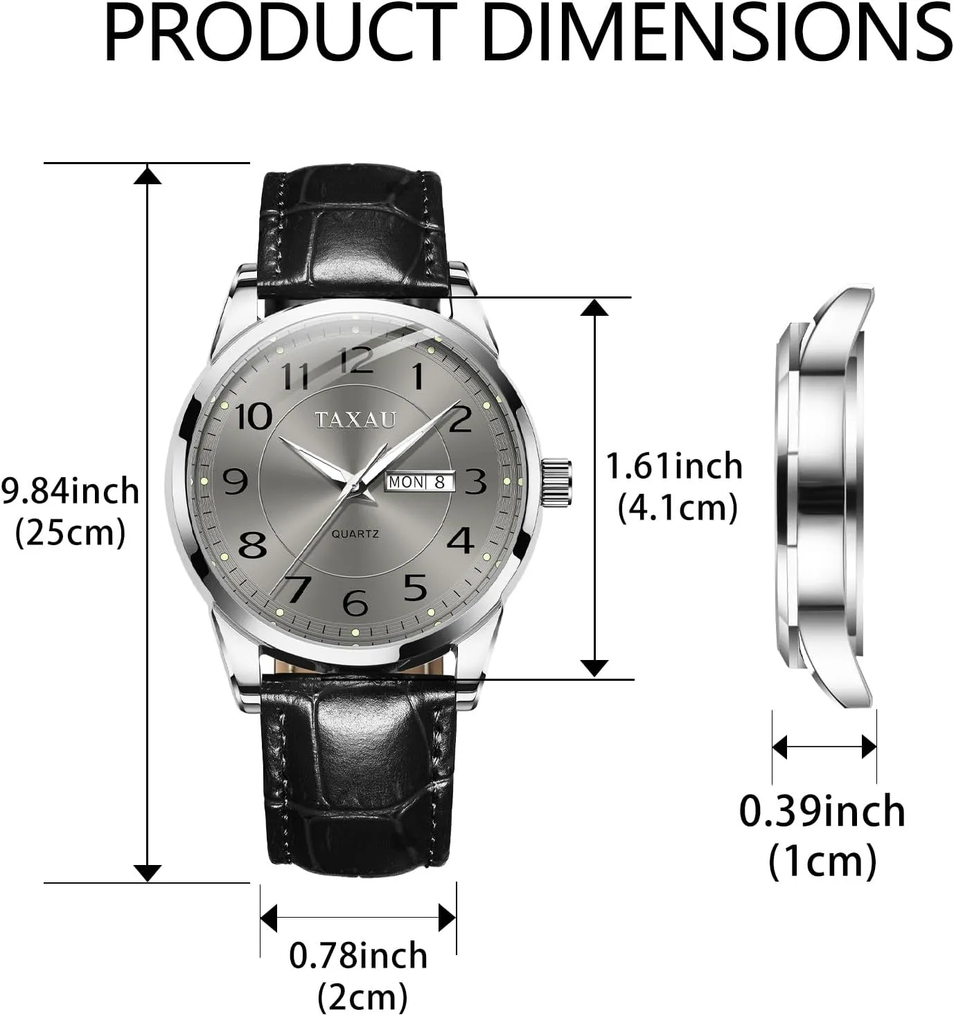 Men's Watches - Fashion Casual Leather Watches Big Face Easy Read Arabic Numerals Quartz Analog Luminous Waterproof Day Date Classic Luxury Dress Wrist Watches