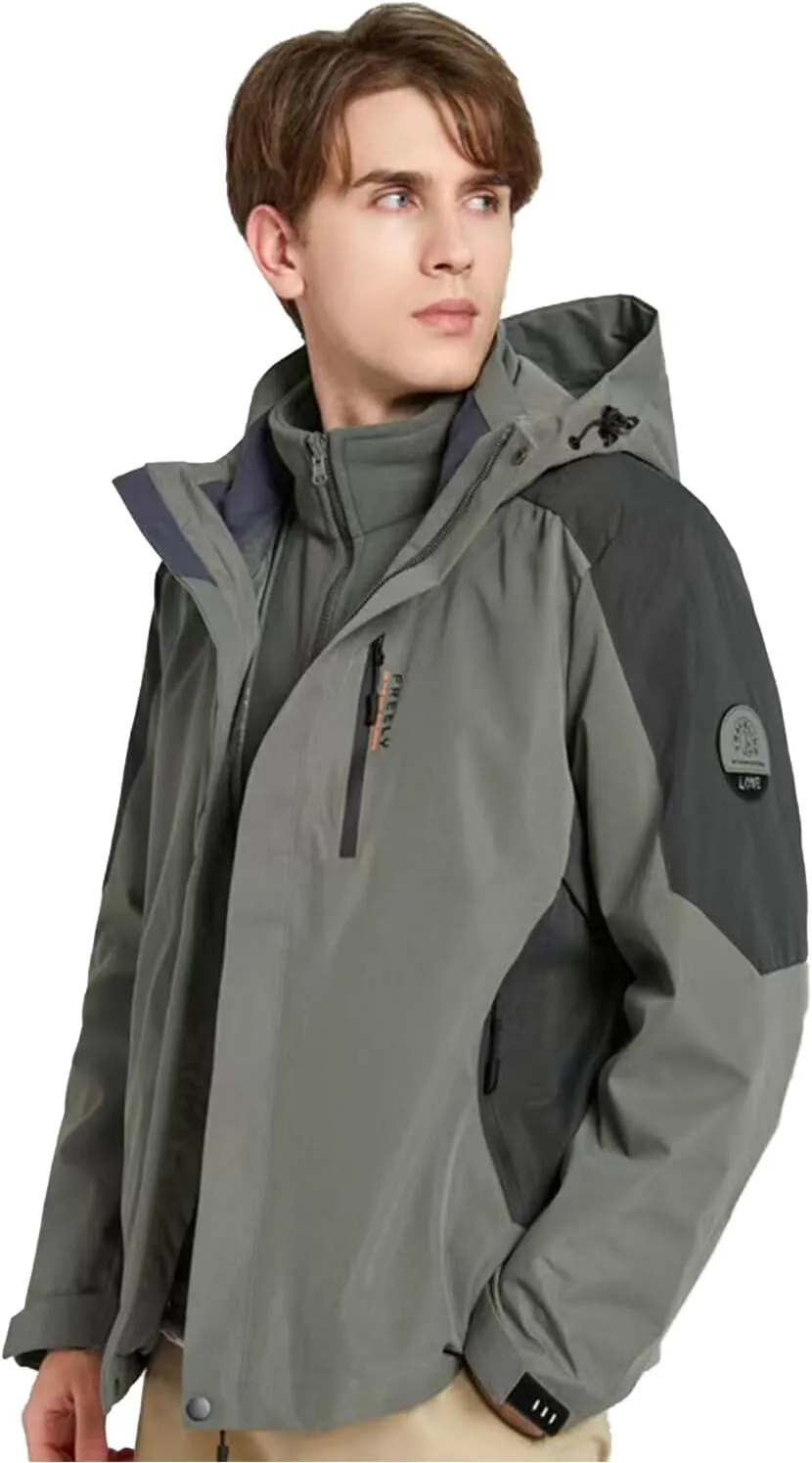 Mens Waterproof Ski Jacket Winter Windproof Snow Coat Outdoor Hiking Parka Raincoat Multi Pockets