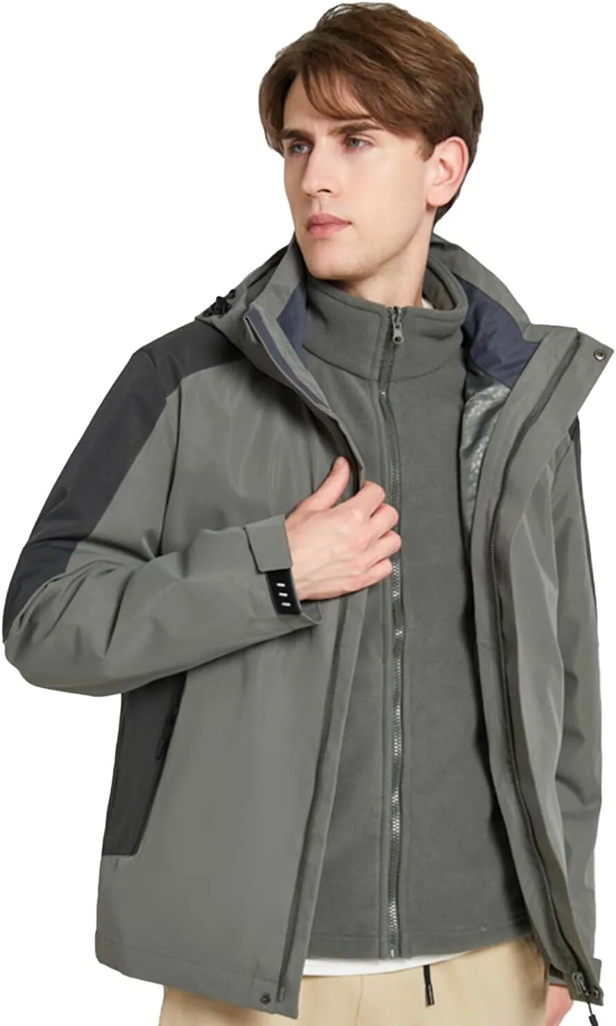 Mens Waterproof Ski Jacket Winter Windproof Snow Coat Outdoor Hiking Parka Raincoat Multi Pockets