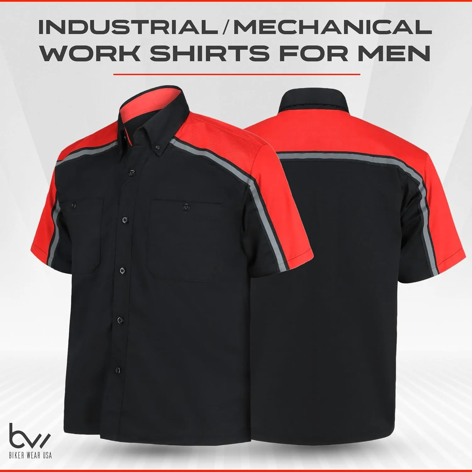 Men’s Work Shirt- Mechanical/Industrial Work Shirt with Reflective Horizontal Lining