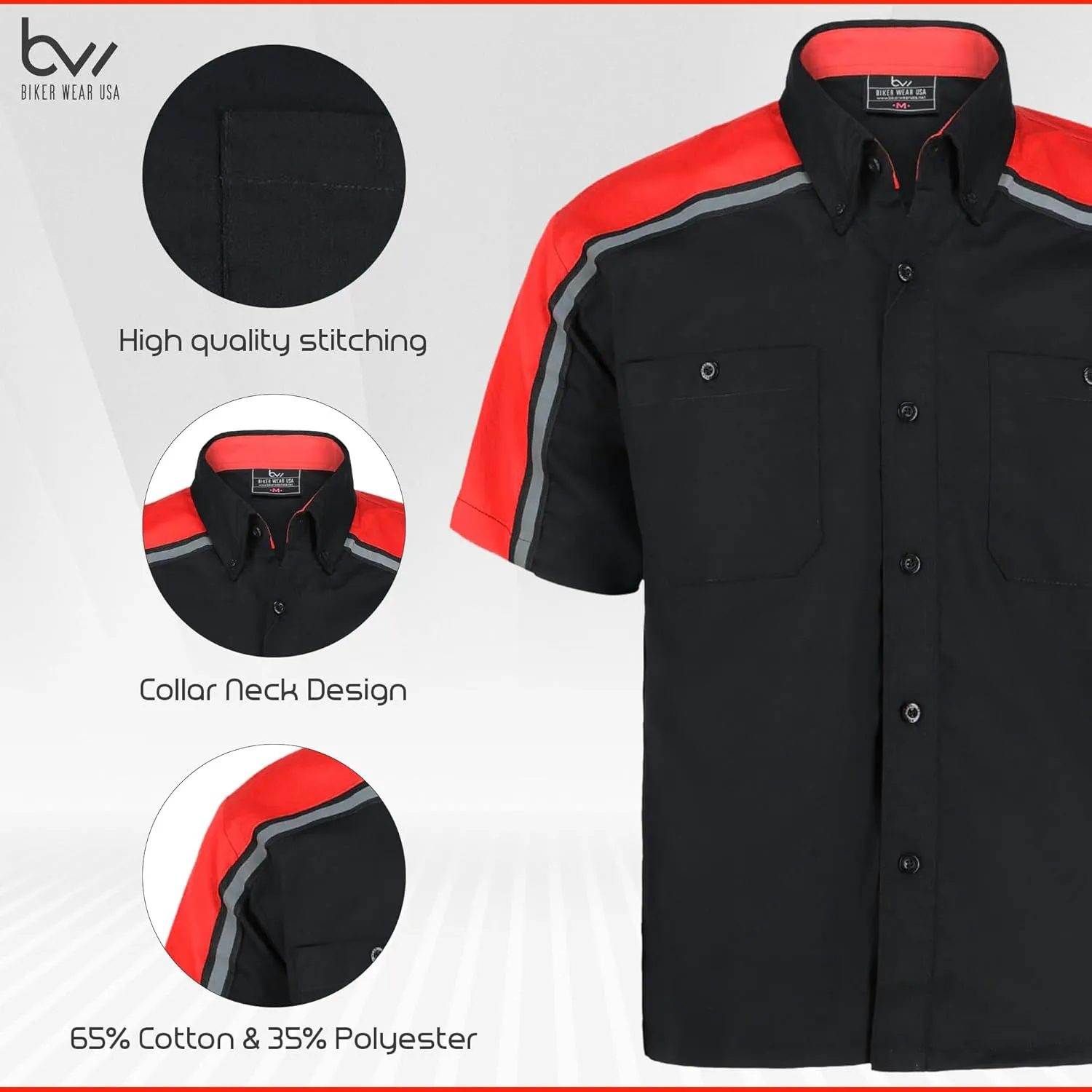 Men’s Work Shirt- Mechanical/Industrial Work Shirt with Reflective Horizontal Lining