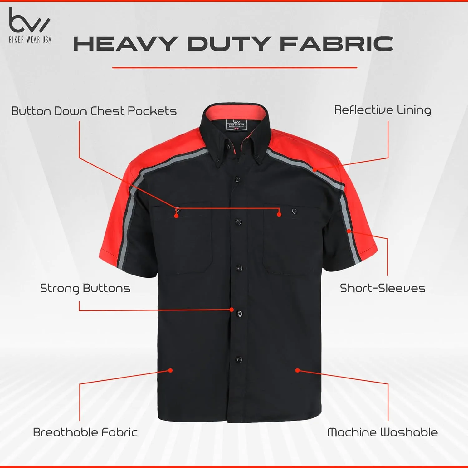 Men’s Work Shirt- Mechanical/Industrial Work Shirt with Reflective Horizontal Lining