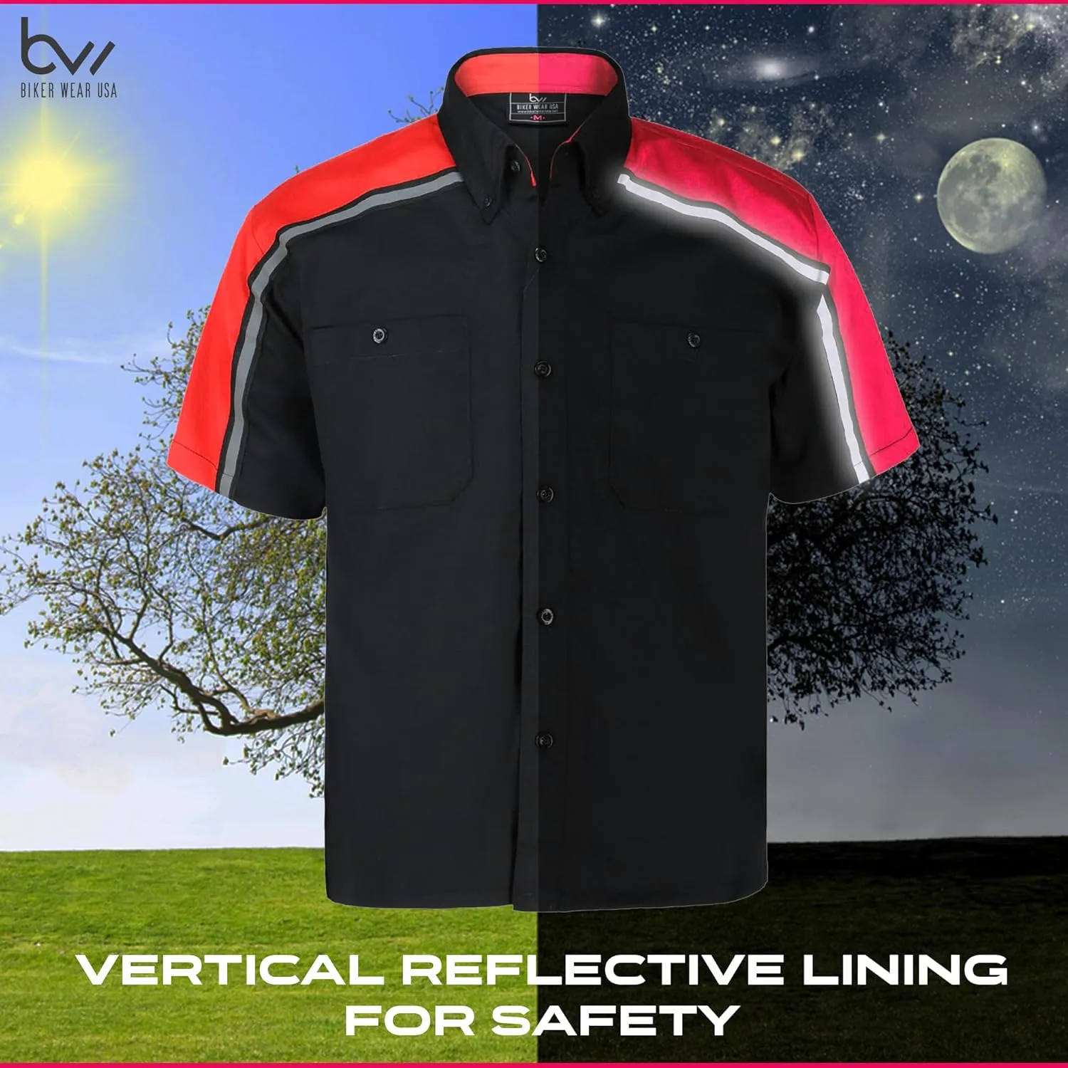 Men’s Work Shirt- Mechanical/Industrial Work Shirt with Reflective Horizontal Lining