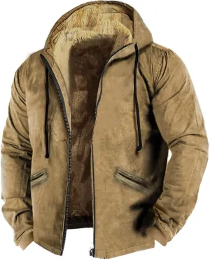 Mens Zip Up Faux Suede Leather Sherpa Jackets Winter Warm Fleece Denim Jackets Splicing Tactical Hoodies Sweatshirts