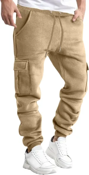 Men's Zipper Pockets Casual Slim Track Pants Workout Gear for Men Clothes Men's Fast Dry Stretch Pants Cargo Overalls for Men