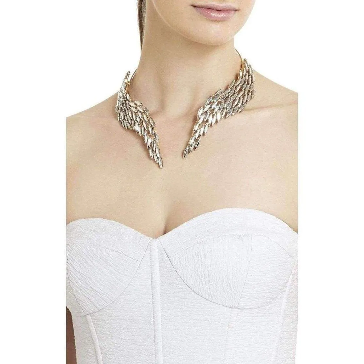 Metal Stone Fringe Collar Necklace