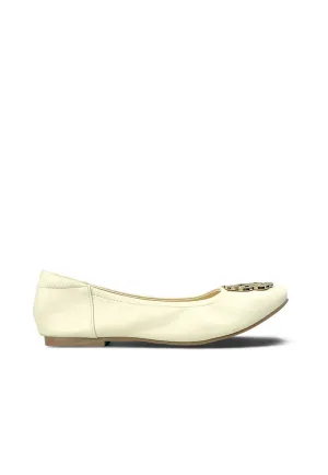 Metallic Buckle Embellished Ballet Flats