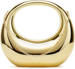 Metallic Womens Evening Bag Y2k Metallic Moon Shape Bag Acrylic Handbag Clutch Purse for Wedding Parties Travel 2024