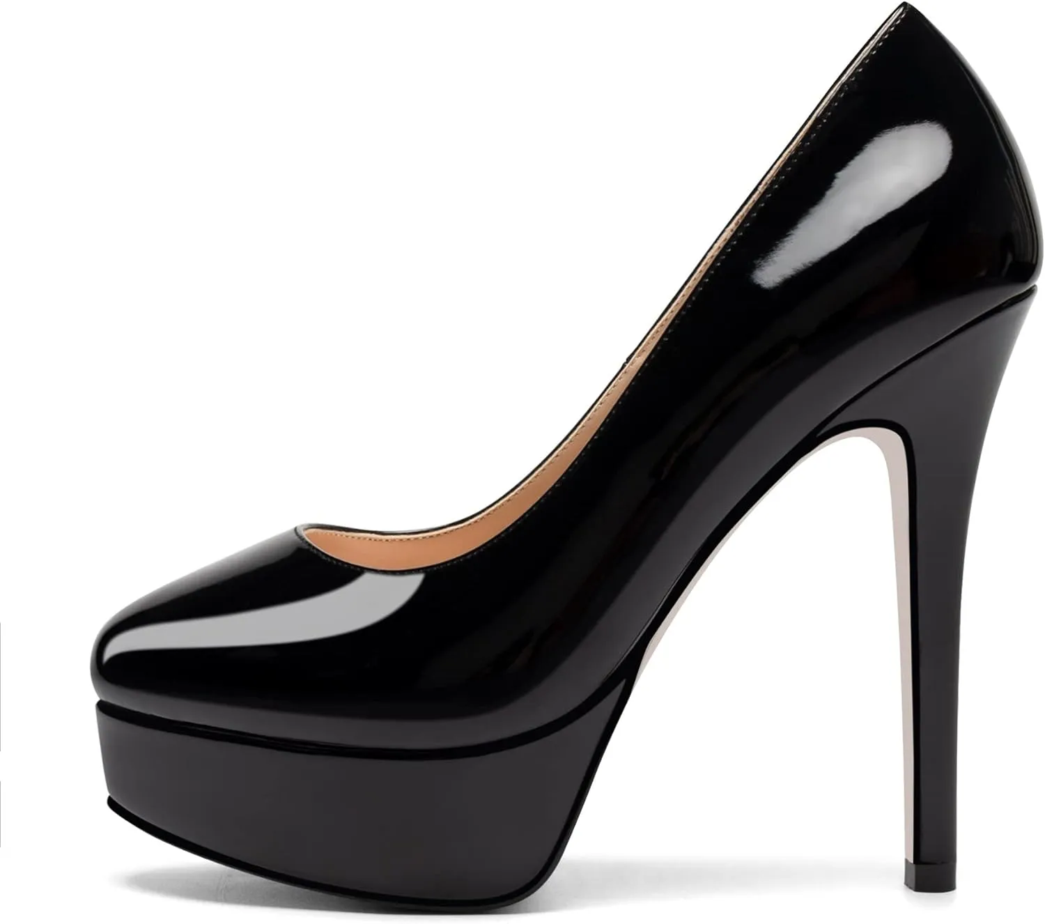 Mettesally Women's Platform High Heel Pumps Round Closed Toe Slip On Stilettos Office Elegant Party Dress Shoes