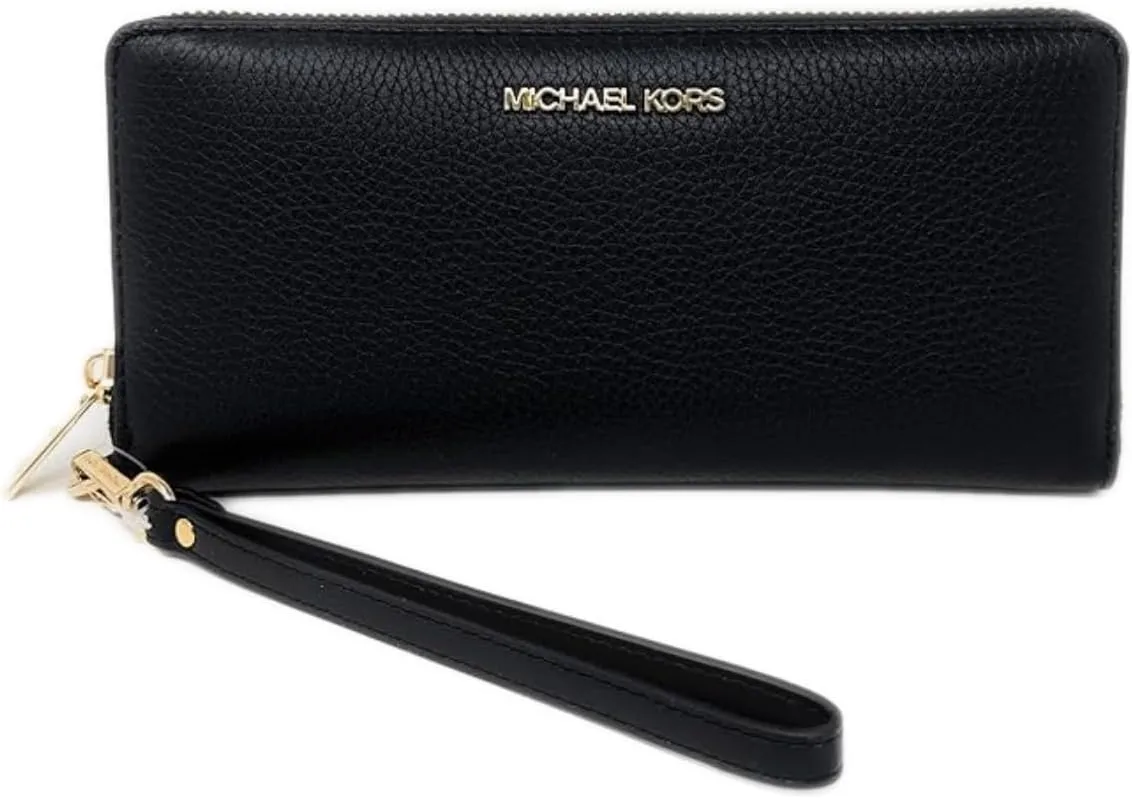 Michael Michael Kors Womens Wristlet Large Continental Wallet (Black/Gold)