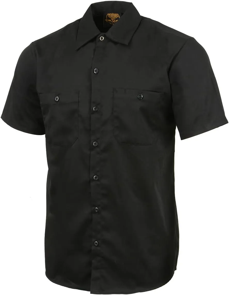 Milwaukee Leather MDM11669 Men's Black Button Up Heavy Duty Work Shirt | Classic Mechanic Work Shirt w/Pockets