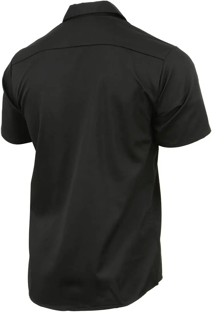 Milwaukee Leather MDM11669 Men's Black Button Up Heavy Duty Work Shirt | Classic Mechanic Work Shirt w/Pockets