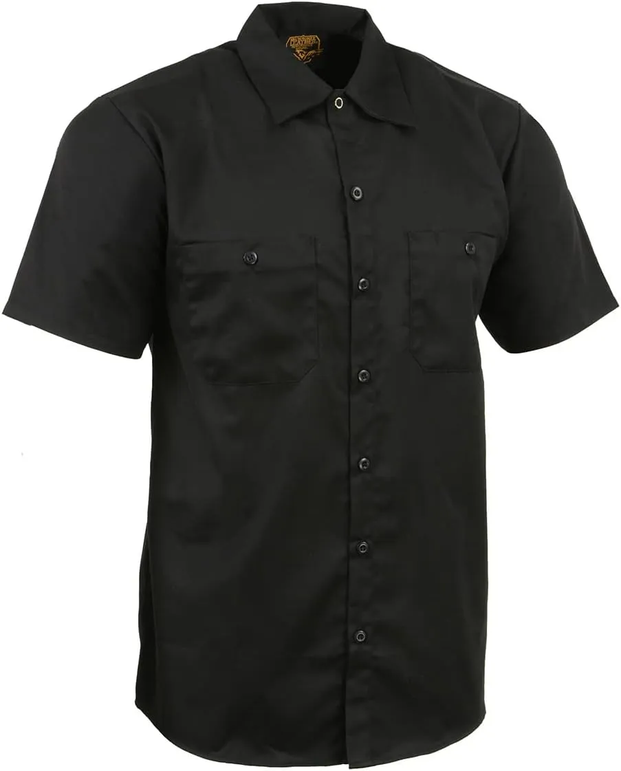 Milwaukee Leather MDM11669 Men's Black Button Up Heavy Duty Work Shirt | Classic Mechanic Work Shirt w/Pockets