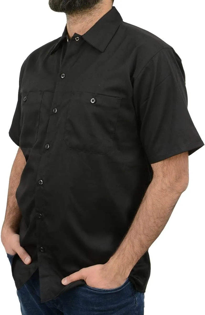 Milwaukee Leather MDM11669 Men's Black Button Up Heavy Duty Work Shirt | Classic Mechanic Work Shirt w/Pockets