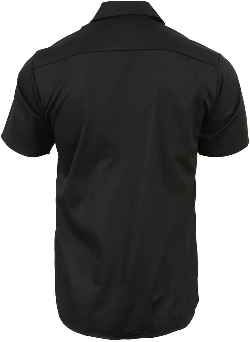 Milwaukee Leather MDM11669 Men's Black Button Up Heavy Duty Work Shirt | Classic Mechanic Work Shirt w/Pockets
