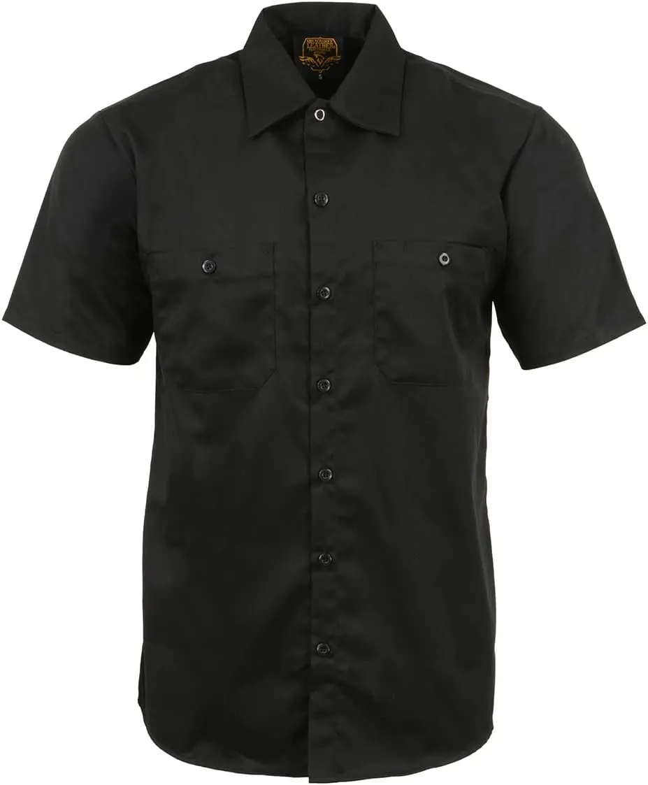Milwaukee Leather MDM11669 Men's Black Button Up Heavy Duty Work Shirt | Classic Mechanic Work Shirt w/Pockets