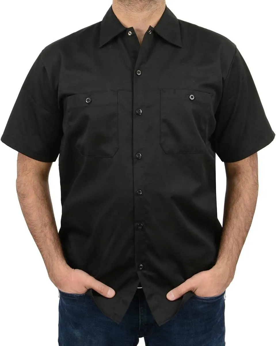 Milwaukee Leather MDM11669 Men's Black Button Up Heavy Duty Work Shirt | Classic Mechanic Work Shirt w/Pockets