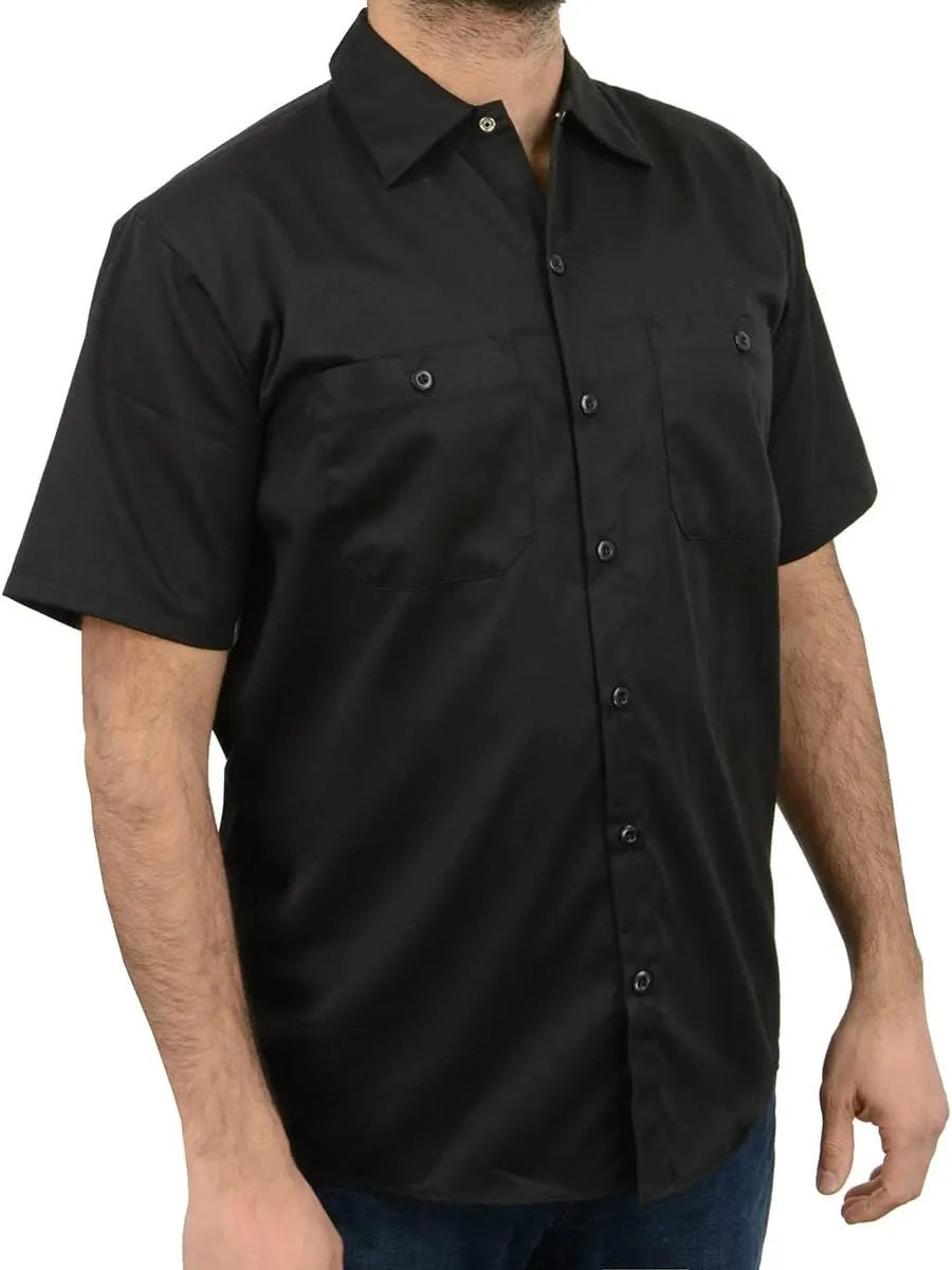 Milwaukee Leather MDM11669 Men's Black Button Up Heavy Duty Work Shirt | Classic Mechanic Work Shirt w/Pockets