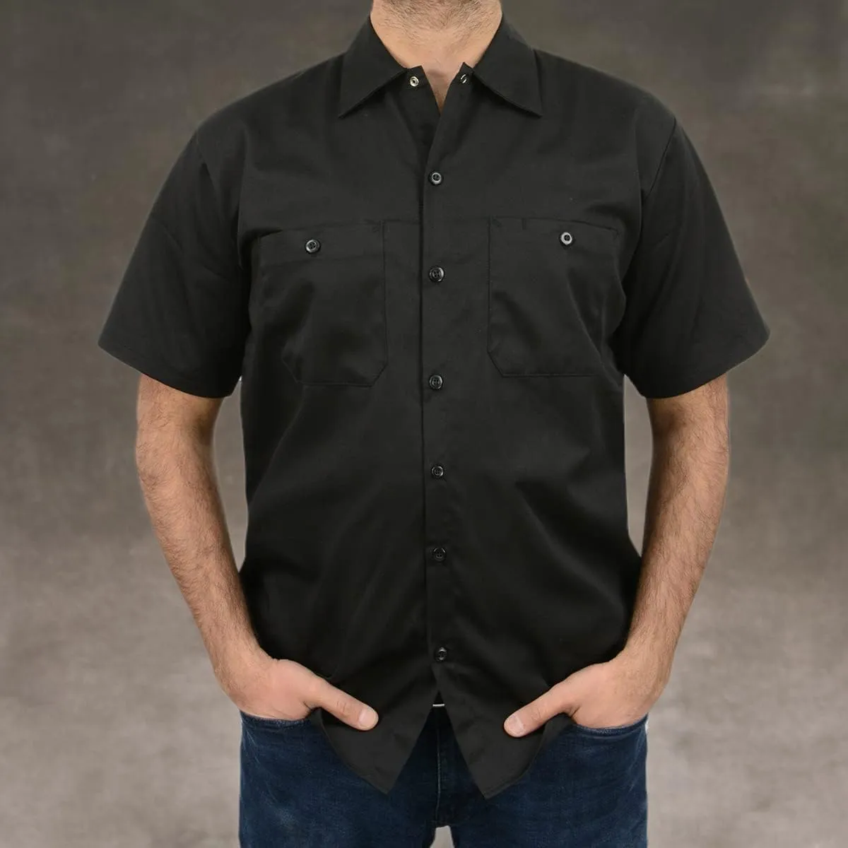 Milwaukee Leather MDM11669 Men's Black Button Up Heavy Duty Work Shirt | Classic Mechanic Work Shirt w/Pockets