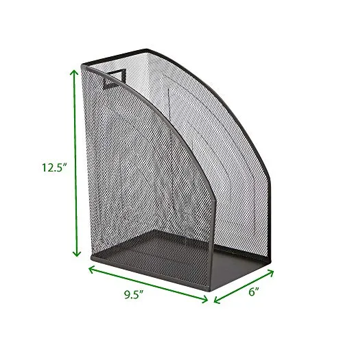 Mind Reader JMAG2-BLK 2 Piece Jumbo, Mesh Holder, Office Desk Accessories Decorative File Box, Sturdy Magazine Organizer, Black