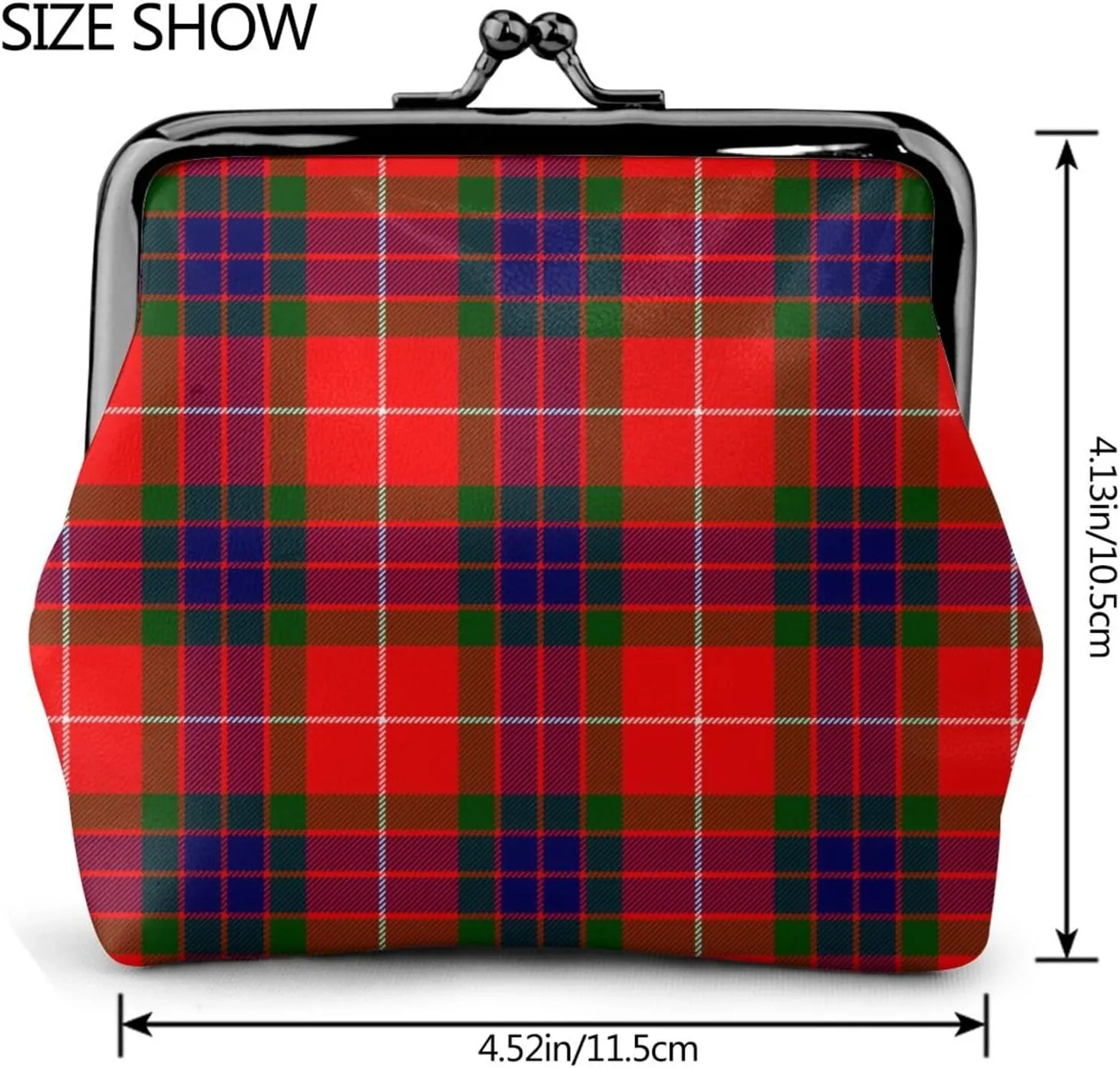 Mini PU Leather Change Purse Fraser Modern Tartan Coin Purses Wallet with Clasp Pouch