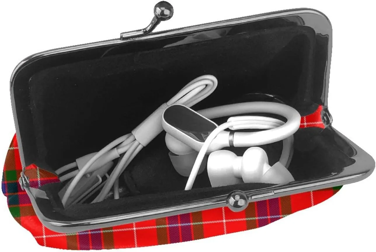 Mini PU Leather Change Purse Fraser Modern Tartan Coin Purses Wallet with Clasp Pouch