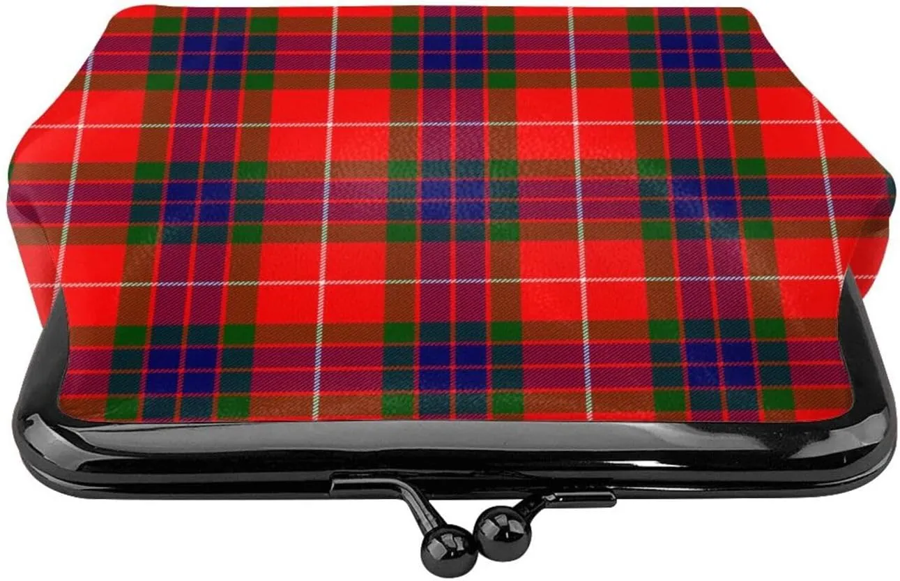 Mini PU Leather Change Purse Fraser Modern Tartan Coin Purses Wallet with Clasp Pouch